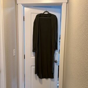 H by Halston Olive Green Knit Duster Cardigan